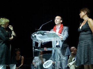 Benoit Guglielmi surrounded by Marine Jacquemin (left) and Marie Boselli, director of the Nouvelles school Benoit Guglielmi surrounded by Marine Jacquemin (left) and Marie Boselli, director of the Nouvelles school