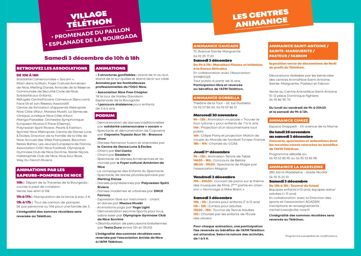La Ville de Nice soutient la 36e édition du Téléthon