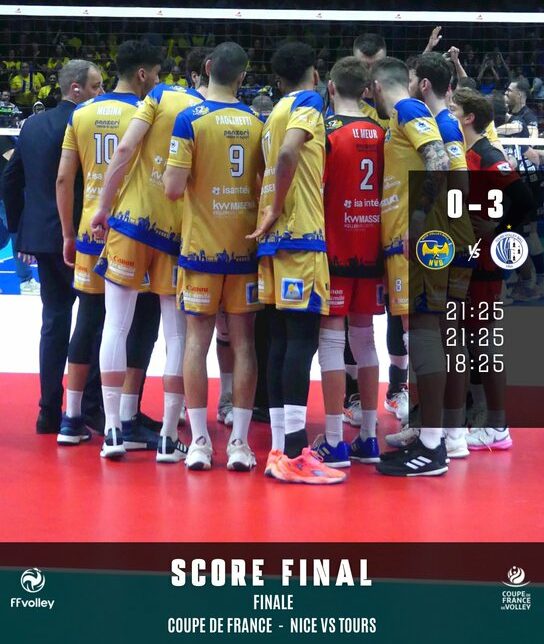 Nice Volley Ball – Finale de Coupe de France : le NVB s’incline logiquement face à Tours