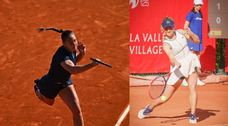 Les deux Maralpines Diane Parry et Fiona Ferro sur le court.