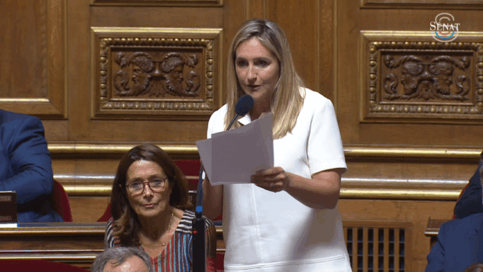 La Sénatrice Alexandra Borchio Fontimp au Sénat pour évoquer l'acte de malveillance qui a perturbé le festival de Cannes.