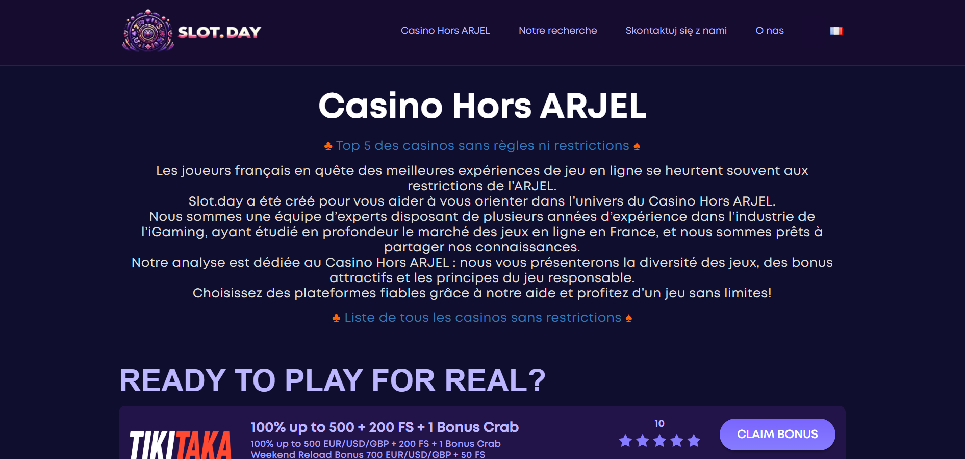 Casino Hors ARJEL (Screenshot) | Image Source: slot.day