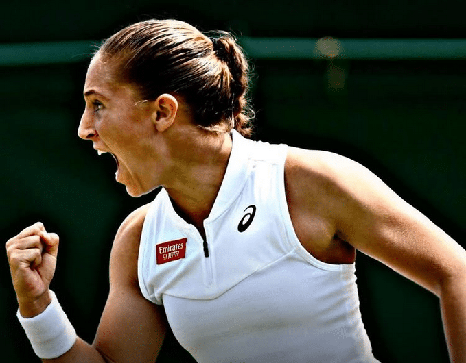 La Niçoise Diane Parry le poing serré après sa qualification pour Wimbledon.