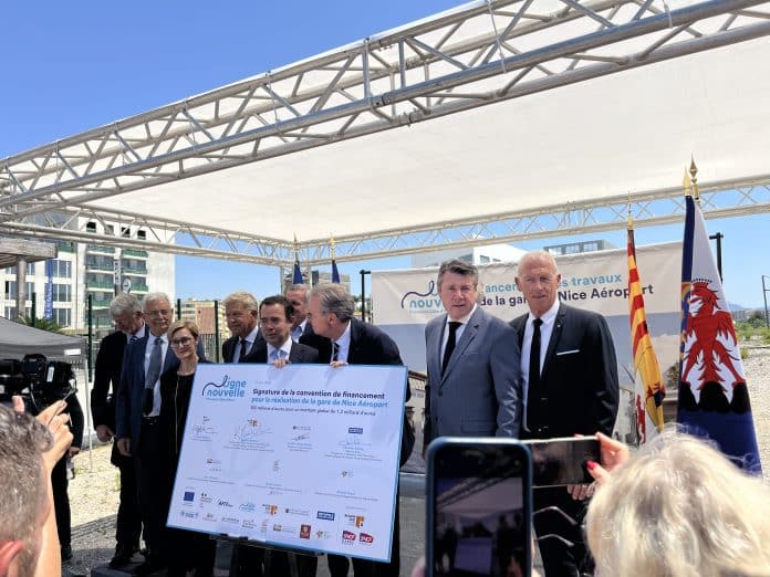 Les partenaires de la Ligne Nouvelle Provence Côte d'Azur signe la convention de financement pour le début des travaux de la gare Nice Aéroport