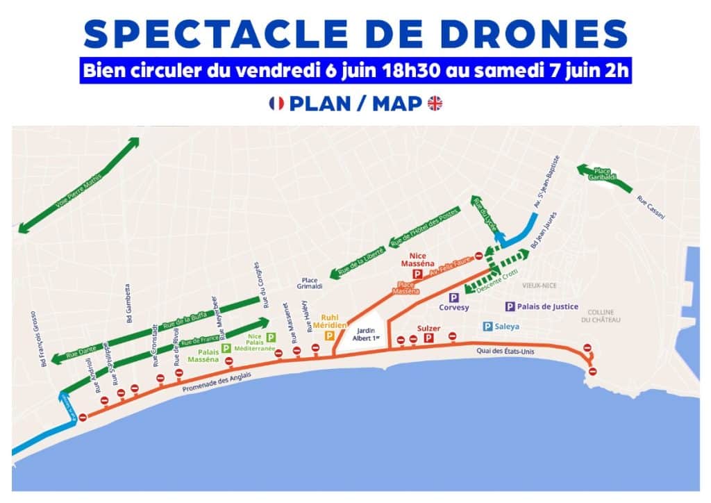 Nice: Traffic altered this Friday for the drone show 1 plan circulation spectacle drones