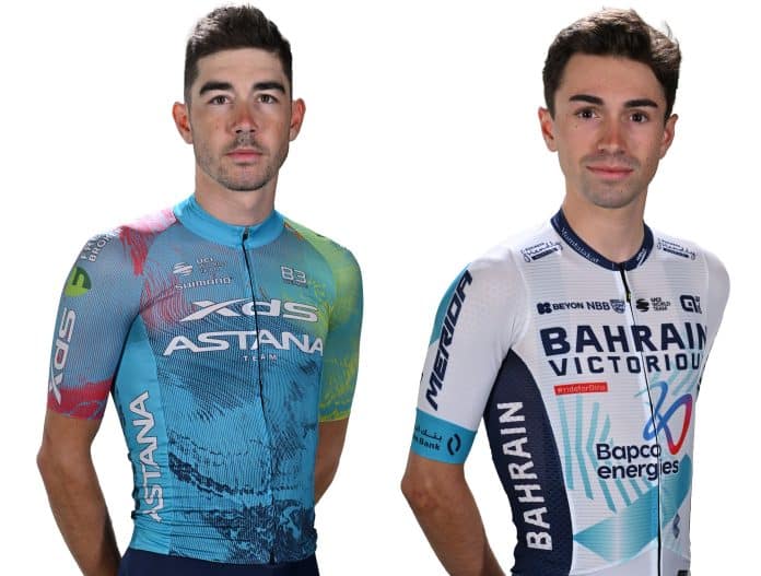 Le Niçois Clément Champoussin et le Cannois Lenny Martinez avant le départ du tour de France 2025.