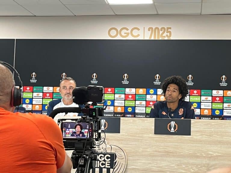 Franc Haise et Dante en conférence de presse avant Nice - Rome