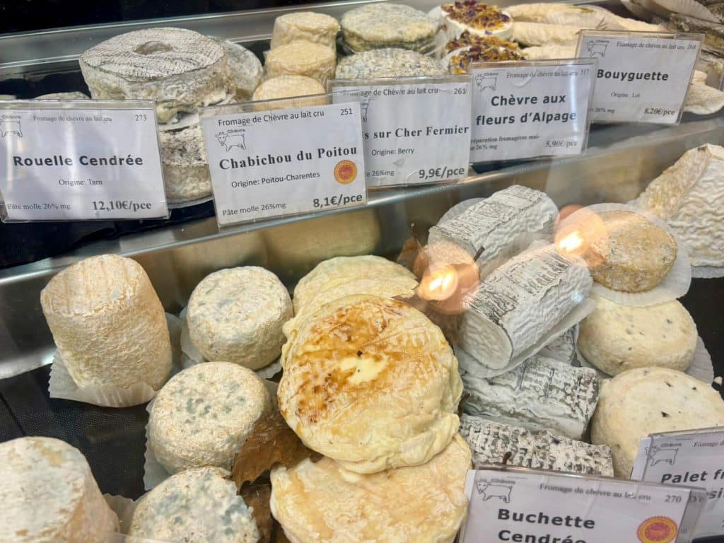 Différents fromages les uns à côté des autres.