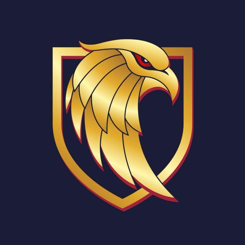 Le nouveau logo des Aigles de Nice, avec un aigle doré et des pointes de rouges sur un fond bleu marine