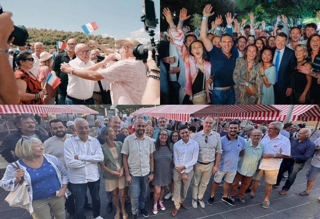 Les différents partis politique qui font leur rentrée sur un montage photo avec en haut à droit Eric Ciotti, à gauche Christian Estrosi et en bas Le PCF de Julien Picot.