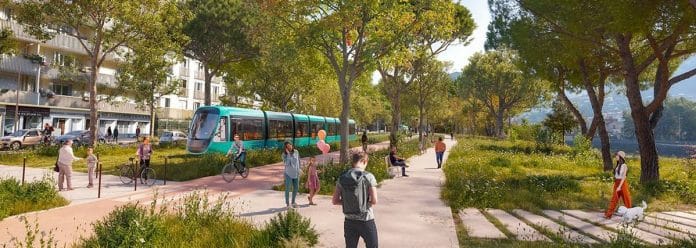une illustration de la future ligne 5 du tramway qui traversera Nice.