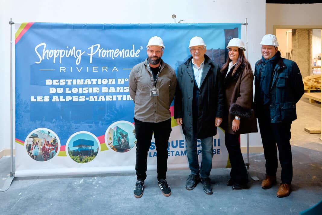 Les responsable de Shopping Promenade Riviera avec un casque de chantier.