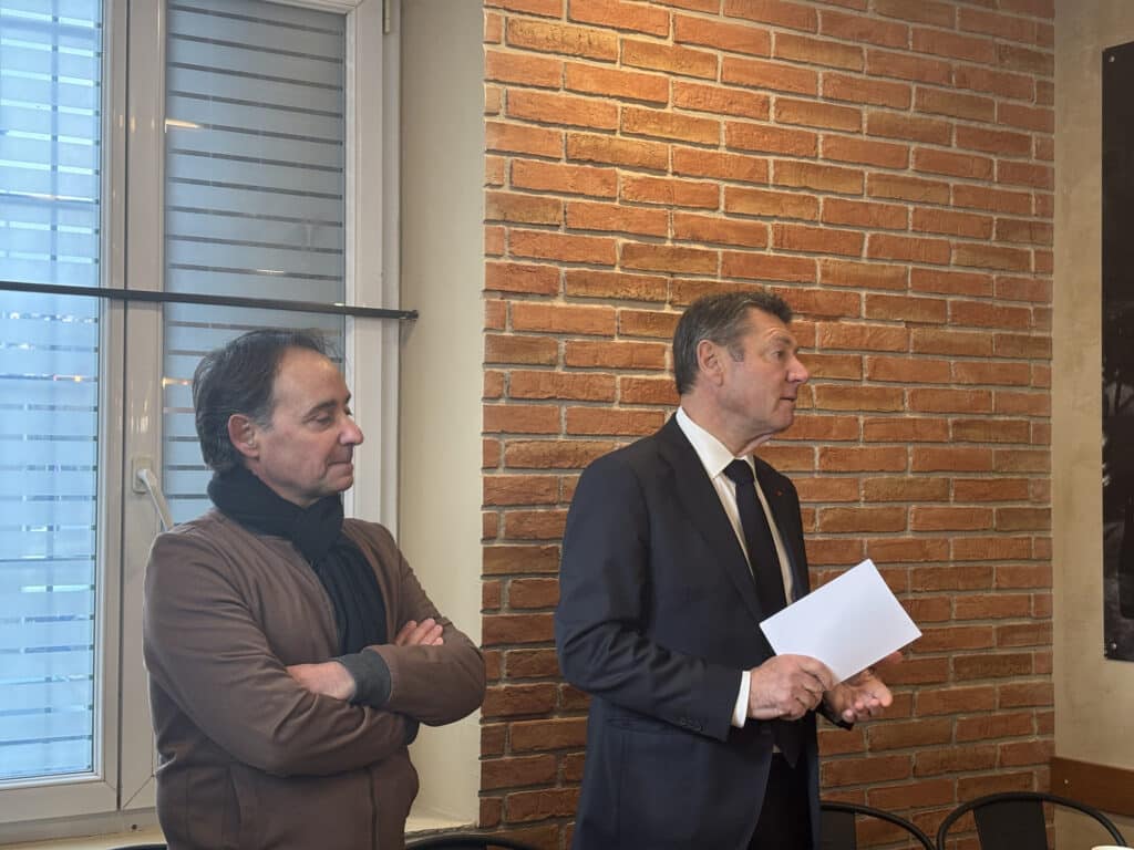 Christian Estrosi and Éric Geoffroy, during the official announcement of Éric Geoffroy's inclusion on Christian Estrosi's municipal list