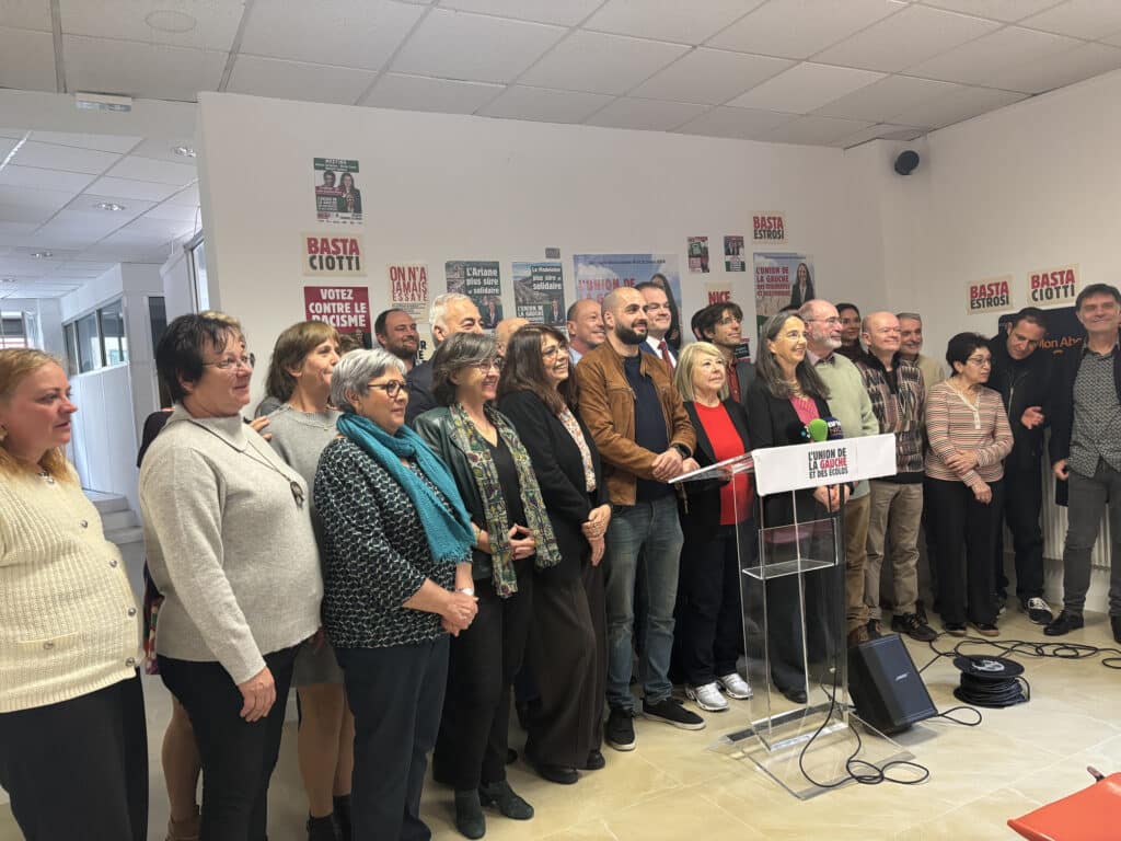 the list Unis pour Nice appears united, cohesive, and determined in a simple and militant setting.