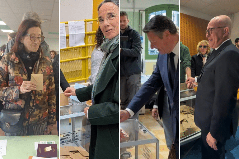 Les candidats aux élections municipales à Nice prêt à voter. Ils sont quatre de droite à gauche.