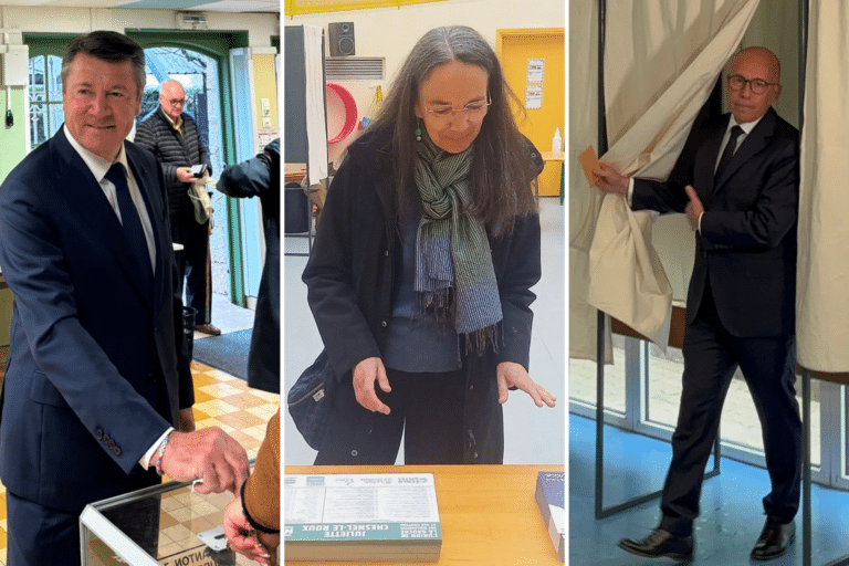 Les trois candidats à l'élection municipales 2026 de Nice Christian Estrosi, Juliette Chesnel-Le Roux et Eric Ciotti.