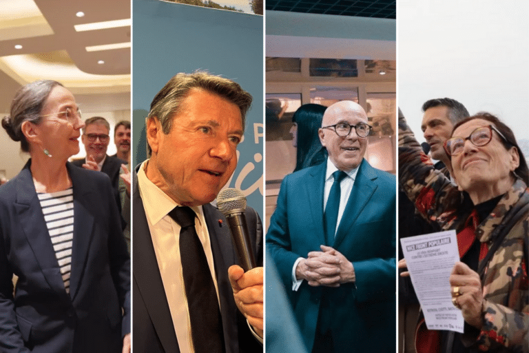 Les candidats aux premiers tour, Juliette Chesnel-Le Roux, Christian Estrosi, Eric Ciotti et Mireille Damiano.
