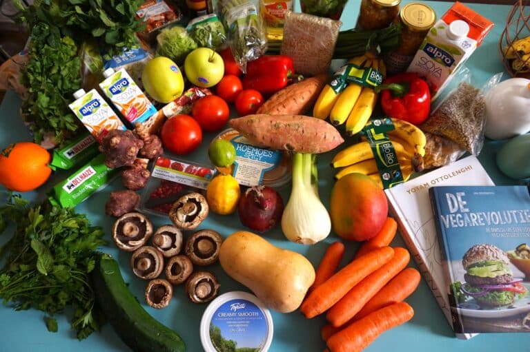 Des aliments en tous genre, carotte, navet, choux, courges, tomates, poivrons...