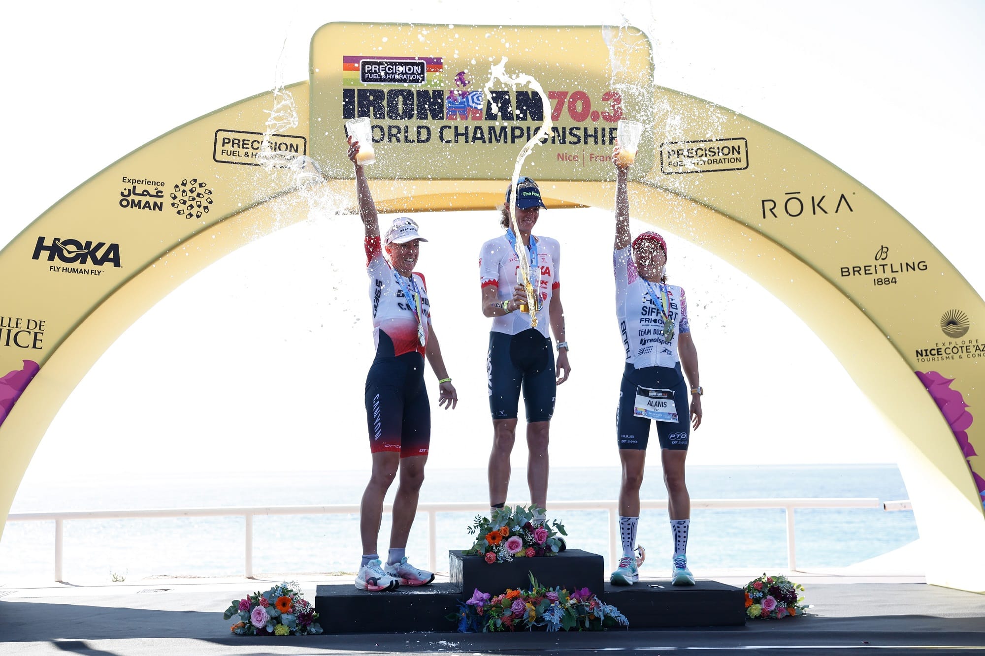 Le podium de la course homme des championnats du Monde Ironman de Nice 2026